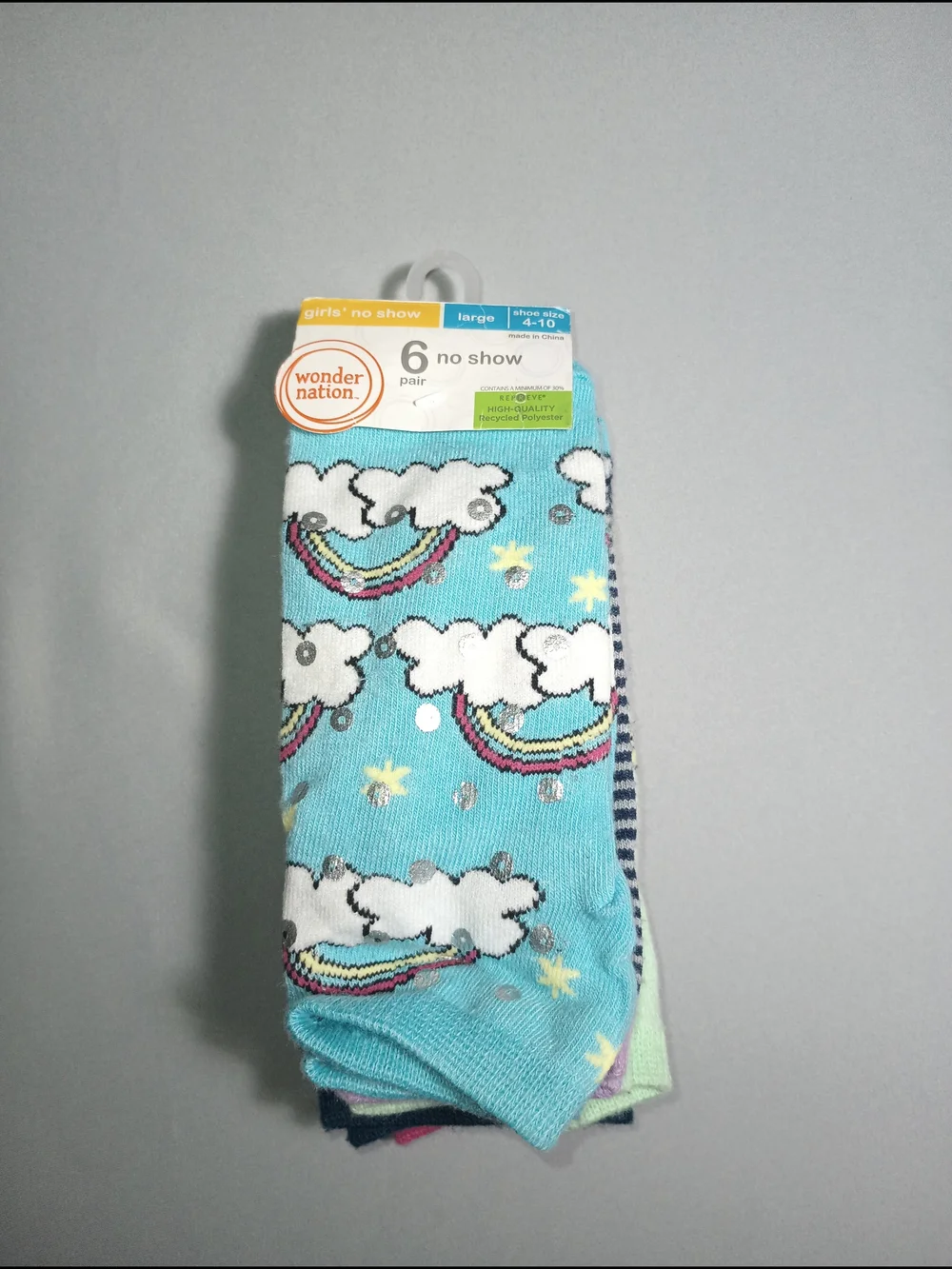 Wonder Nation Girls' No Show Socks